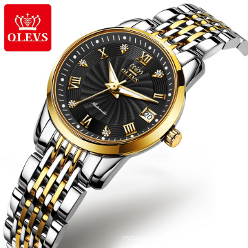 Olevs 6630 Top Brand Luxury Bracelet Lady Gold Watch Week Date Luminous Waterproof Watch Ladies mechanical watches